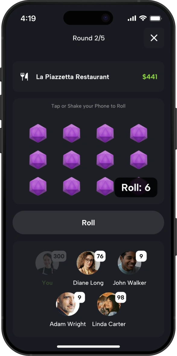 4. Roll the dice and see who pays!